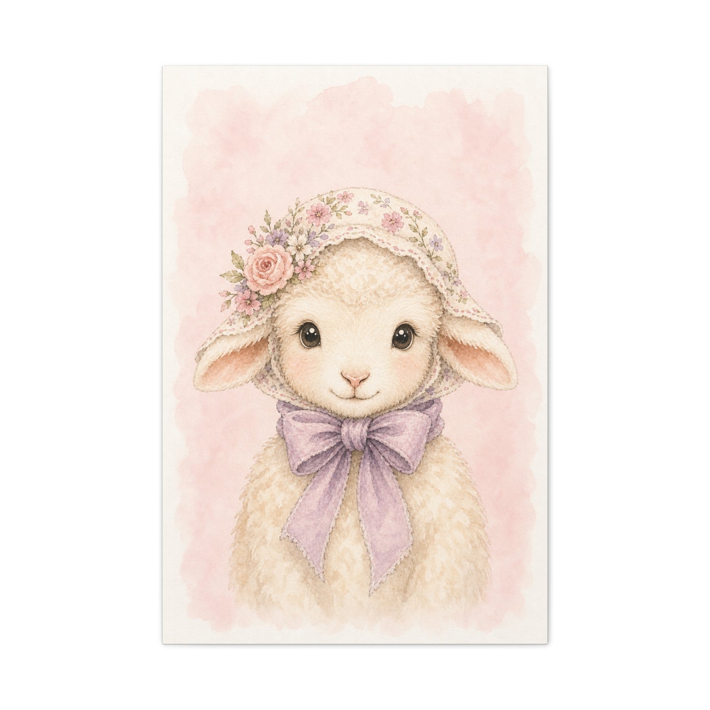 Baby Lamb Nursery Canvas Wall Art | Watercolor Animal Print | Kids Room Decor