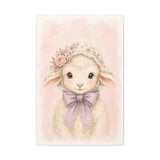 Baby Lamb Nursery Canvas Wall Art — Floral & lavender series. Product mockup 4 of 24.