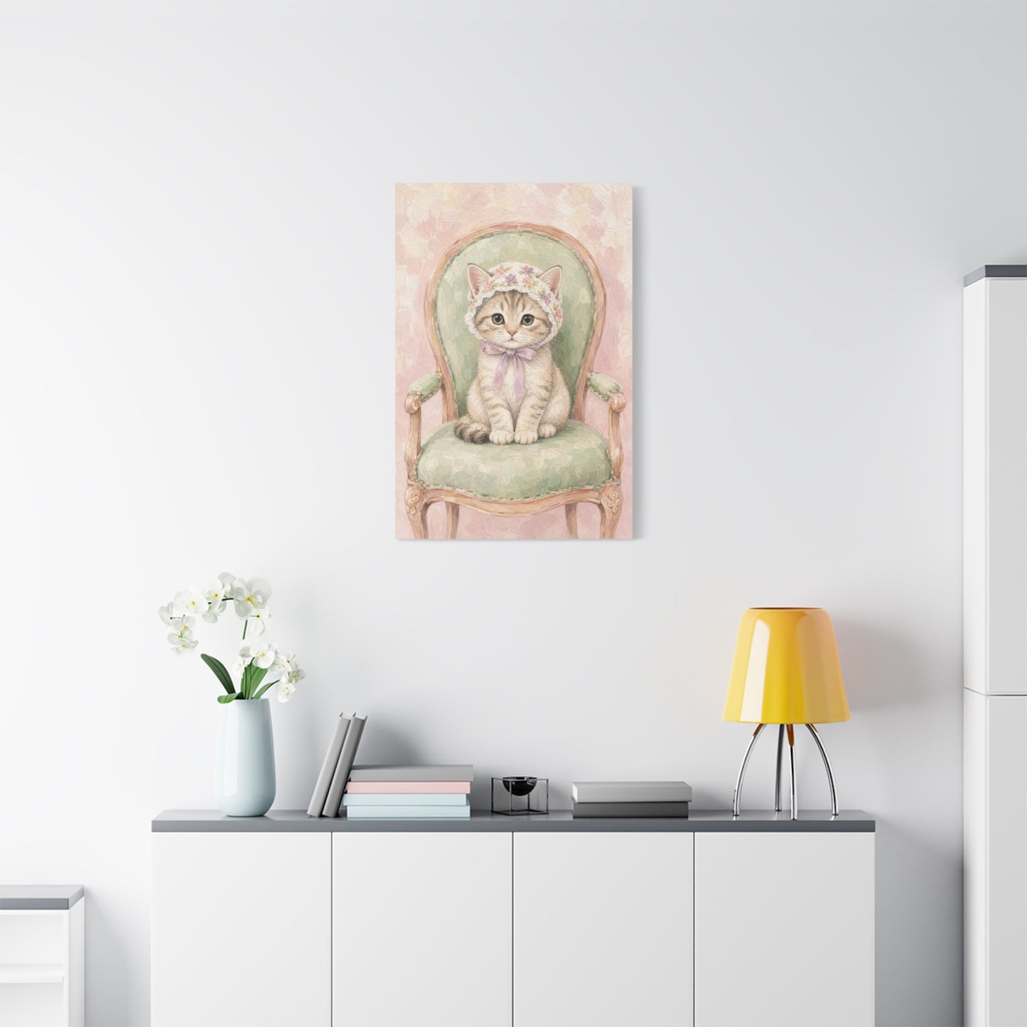 Baby Kitten Nursery Canvas Wall Art | Watercolor Animal Print | Kids Room Decor