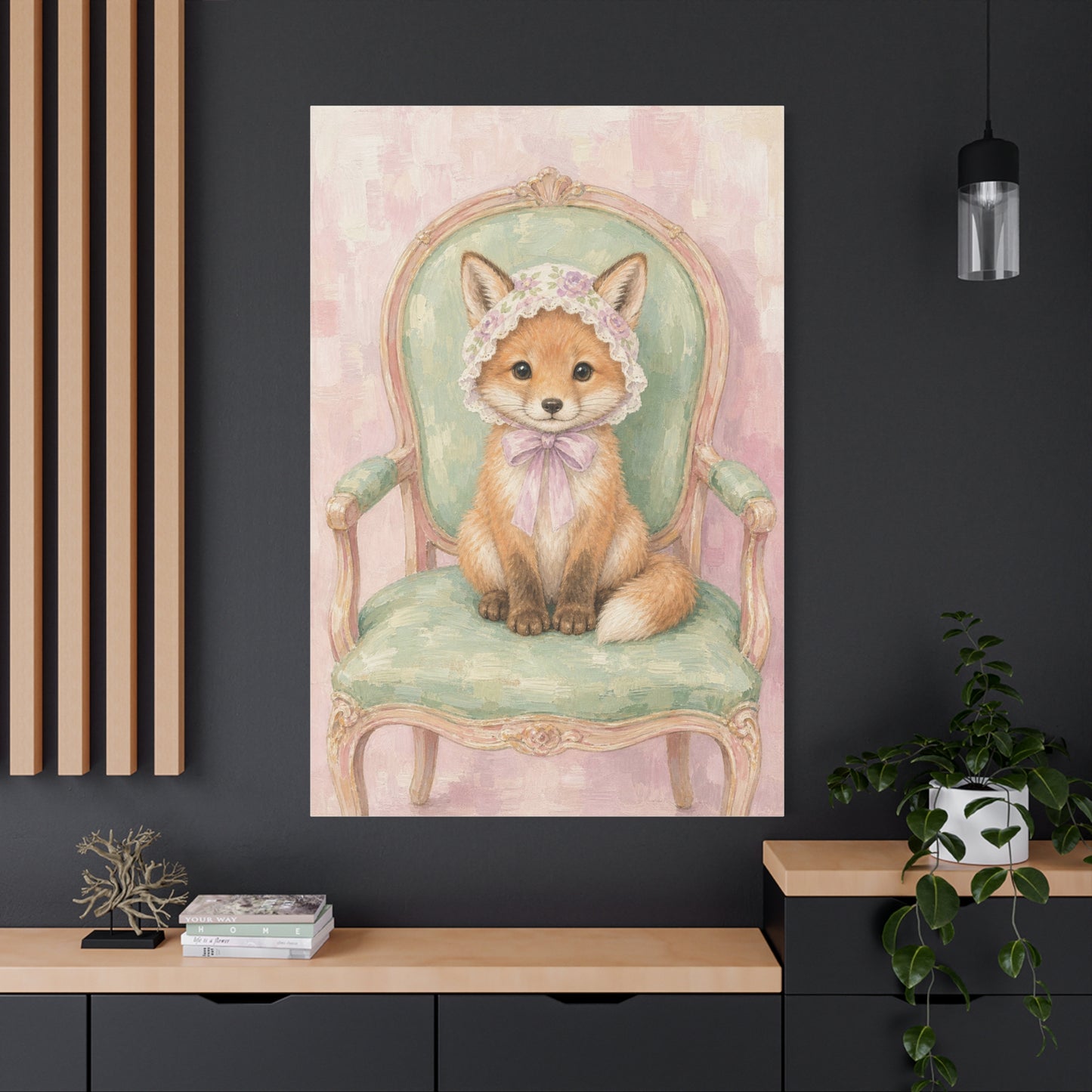 Baby Fox Nursery Canvas Wall Art | Watercolor Animal Print | Kids Room Decor
