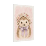 Baby Hedgehog Nursery Canvas Wall Art — Floral & lavender series. Product mockup 19 of 24.
