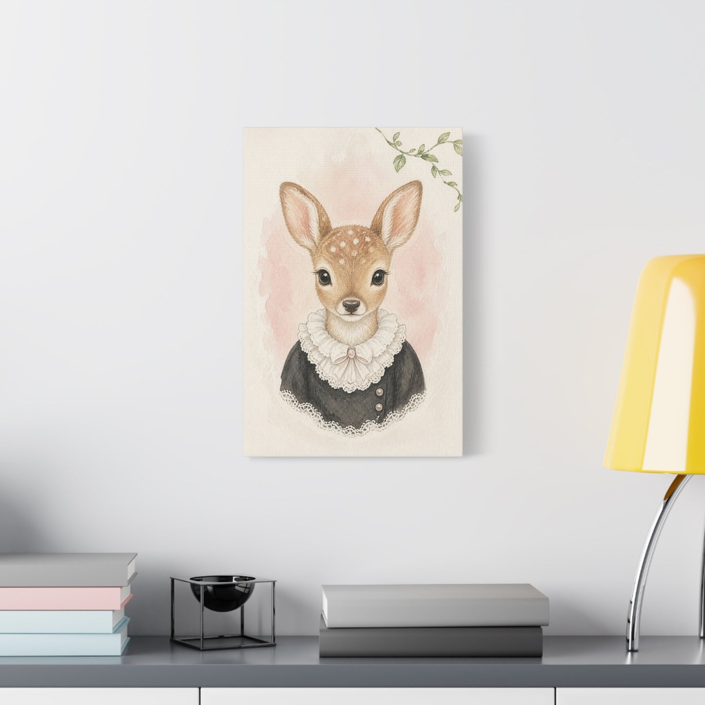 Baby Deer Nursery Canvas Wall Art | Watercolor Animal Print | Kids Room Decor