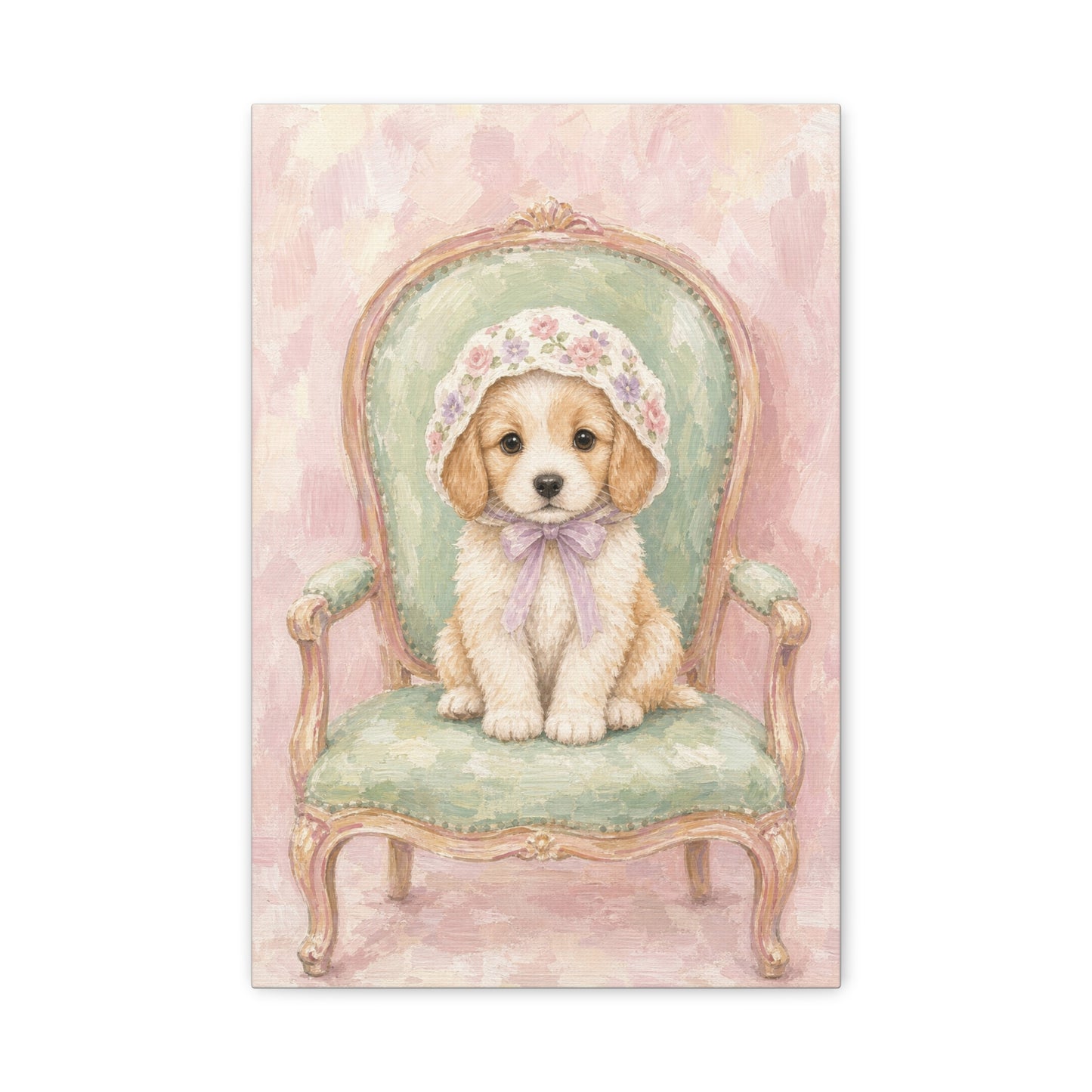 Baby Puppy Nursery Canvas Wall Art | Watercolor Animal Print | Kids Room Decor