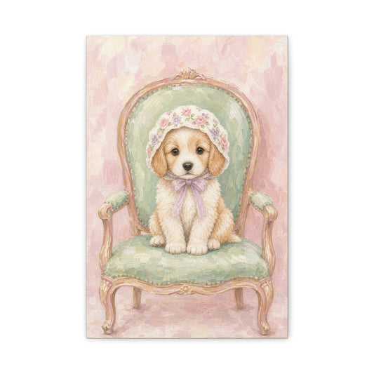 Baby Puppy Nursery Canvas Wall Art | Watercolor Animal Print | Kids Room Decor
