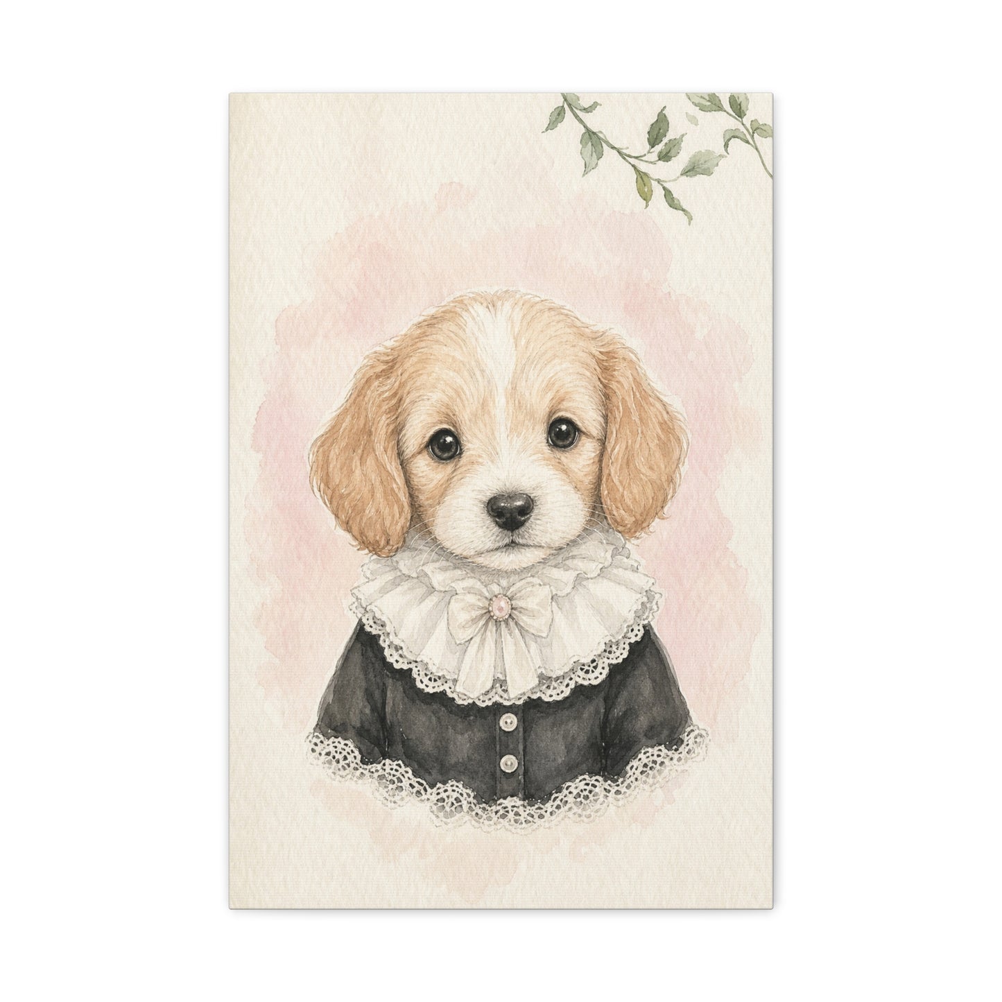 Baby Puppy Nursery Canvas Wall Art | Watercolor Animal Print | Kids Room Decor