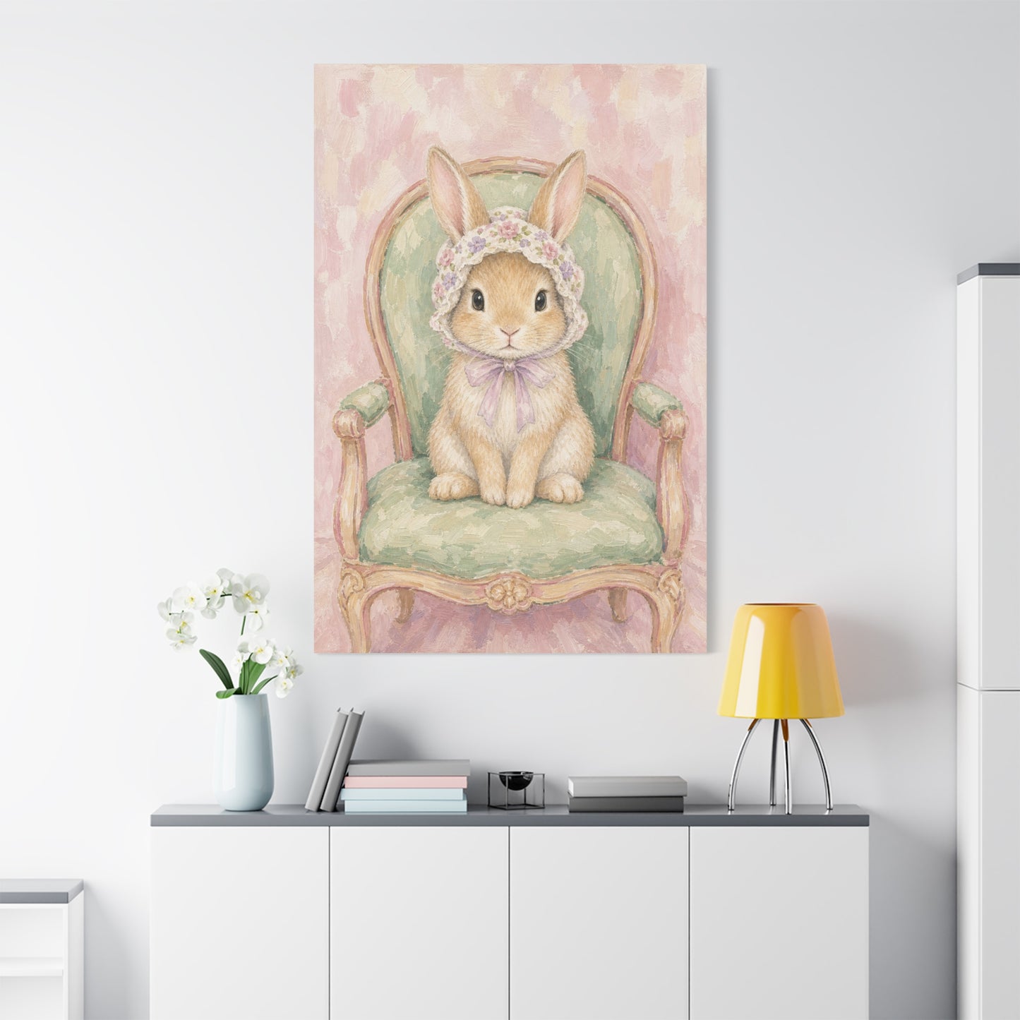 Baby Rabbit Nursery Canvas Wall Art | Watercolor Animal Print | Kids Room Decor