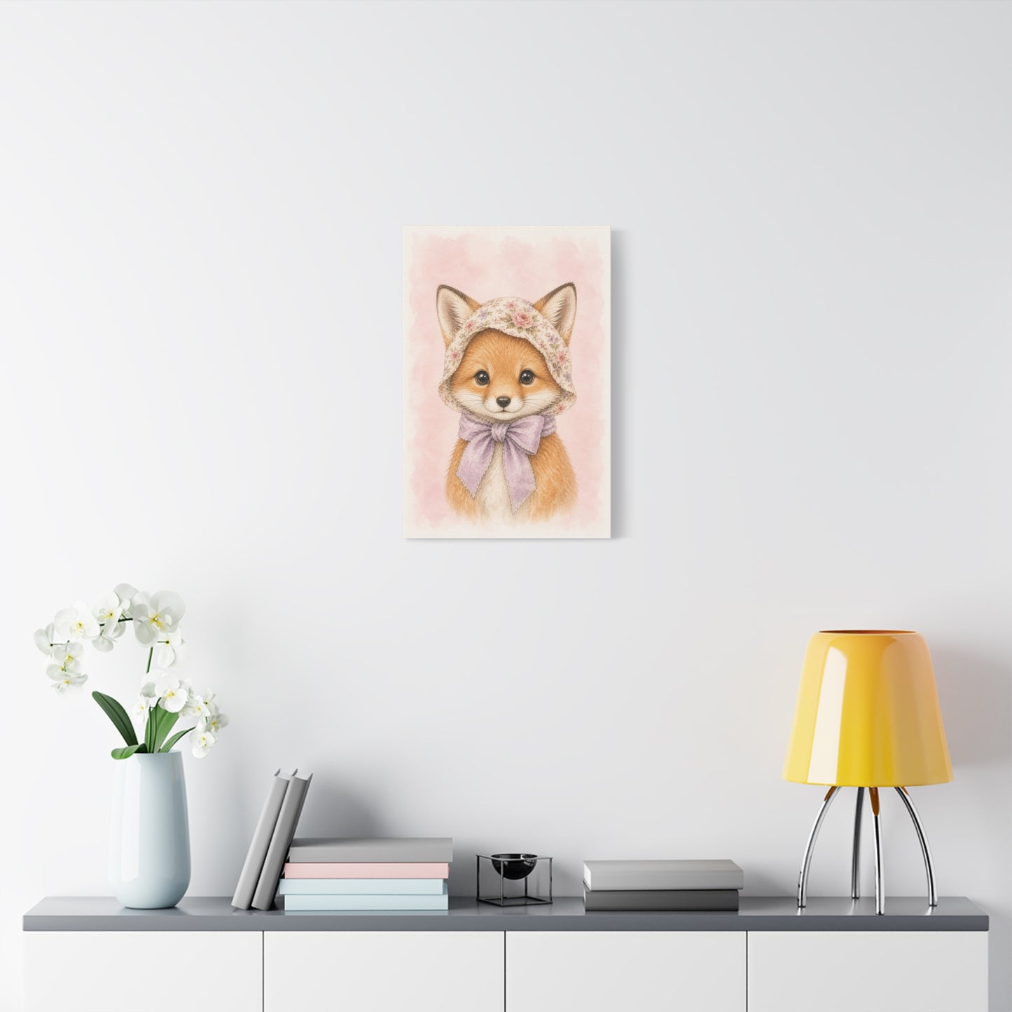 Baby Fox Nursery Canvas Wall Art | Watercolor Animal Print | Kids Room Decor