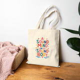 A Sound Mind In A Sound Body Tote Bag — Ancient Wisdom Quote Canvas Bag — Colorful Philosophy Gift — Product view — Photo 13