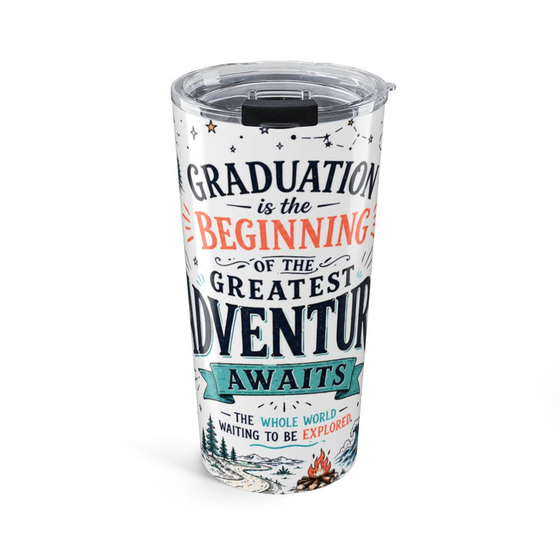 Adventure Awaits 20oz Tumbler | Class of 2026 Graduation Gift | Insulated Stainless Steel Travel Cup — 6ad871ba22f6b3eb1802d69b_44519_849_front