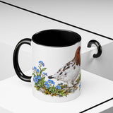 Alaska State Bird and Flower Mug, Watercolor Botanical Coffee Cup, Nature Lover Gift, 11oz 15oz Accent Mug — 11oz / Black — context-2