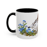 Alaska State Bird and Flower Mug, Watercolor Botanical Coffee Cup, Nature Lover Gift, 11oz 15oz Accent Mug — 11oz / Black — left