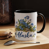 Alaska State Bird and Flower Mug, Watercolor Botanical Coffee Cup, Nature Lover Gift, 11oz 15oz Accent Mug — 11oz / Black — context-1