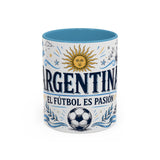 Argentina Soccer Mug — El Futbol Es Pasion — Independent Country Fan Art — 11oz 15oz — Front view — Photo 9
