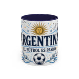 Argentina Soccer Mug — El Futbol Es Pasion — Independent Country Fan Art — 11oz 15oz — Front view — Photo 2
