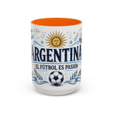 Argentina Soccer Mug — El Futbol Es Pasion — Independent Country Fan Art — 11oz 15oz — Front view — Photo 13