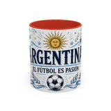 Argentina Soccer Mug — El Futbol Es Pasion — Independent Country Fan Art — 11oz 15oz — Front view — Photo 4