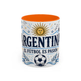 Argentina Soccer Mug — El Futbol Es Pasion — Independent Country Fan Art — 11oz 15oz — Front view — Photo 11