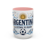 Argentina Soccer Mug — El Futbol Es Pasion — Independent Country Fan Art — 11oz 15oz — Front view — Photo 7