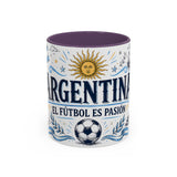 Argentina Soccer Mug — El Futbol Es Pasion — Independent Country Fan Art — 11oz 15oz — Front view — Photo 16