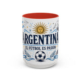 Argentina Soccer Mug — El Futbol Es Pasion — Independent Country Fan Art — 11oz 15oz — Front view — Photo 8