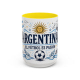 Argentina Soccer Mug — El Futbol Es Pasion — Independent Country Fan Art — 11oz 15oz — Front view — Photo 14