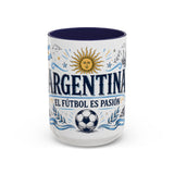 Argentina Soccer Mug — El Futbol Es Pasion — Independent Country Fan Art — 11oz 15oz — Front view — Photo 6
