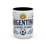 Argentina Soccer Mug — El Futbol Es Pasion — Independent Country Fan Art — 11oz 15oz — Front view — Photo 5