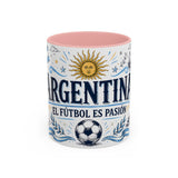 Argentina Soccer Mug — El Futbol Es Pasion — Independent Country Fan Art — 11oz 15oz — Front view — Photo 3