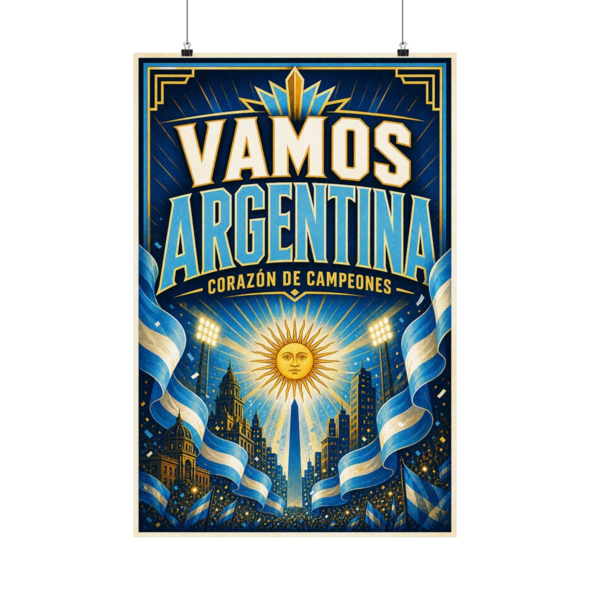 Argentina Soccer Poster — Rally Fan Art Print — Soccer Wall Decor — Front view — Photo 1