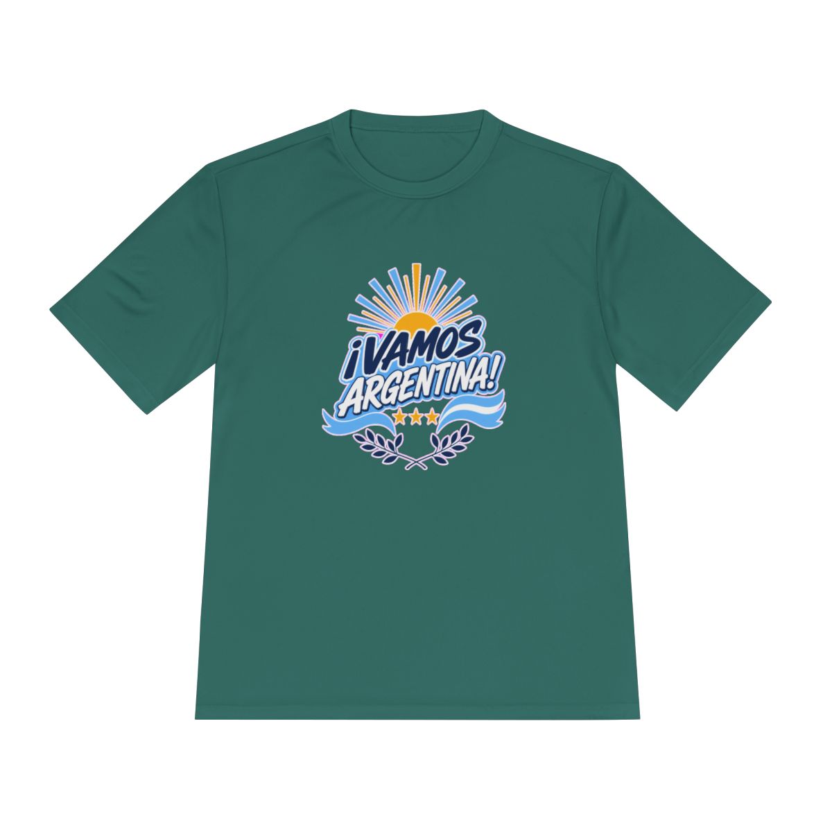 Argentina Soccer T Shirt, ¡Vamos Argentina! Tee, World Football Fan Shirt, Moisture Wicking Sport Tee — Front view — Photo 1