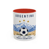 Argentina World Champions Mug — Three Time Soccer Champion Gift — Argentine Football Fan Cup — 1978–2022 — 11oz 15oz — Front view — Photo 4