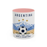 Argentina World Champions Mug — Three Time Soccer Champion Gift — Argentine Football Fan Cup — 1978–2022 — 11oz 15oz — Front view — Photo 3