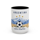 Argentina World Champions Mug — Three Time Soccer Champion Gift — Argentine Football Fan Cup — 1978–2022 — 11oz 15oz — Front view — Photo 5