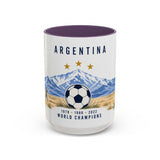 Argentina World Champions Mug — Three Time Soccer Champion Gift — Argentine Football Fan Cup — 1978–2022 — 11oz 15oz — Front view — Photo 17