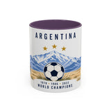 Argentina World Champions Mug — Three Time Soccer Champion Gift — Argentine Football Fan Cup — 1978–2022 — 11oz 15oz — Front view — Photo 16