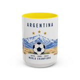 Argentina World Champions Mug — Three Time Soccer Champion Gift — Argentine Football Fan Cup — 1978–2022 — 11oz 15oz — Front view — Photo 14