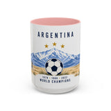 Argentina World Champions Mug — Three Time Soccer Champion Gift — Argentine Football Fan Cup — 1978–2022 — 11oz 15oz — Front view — Photo 7