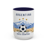 Argentina World Champions Mug — Three Time Soccer Champion Gift — Argentine Football Fan Cup — 1978–2022 — 11oz 15oz — Front view — Photo 6