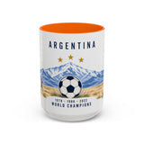 Argentina World Champions Mug — Three Time Soccer Champion Gift — Argentine Football Fan Cup — 1978–2022 — 11oz 15oz — Front view — Photo 13
