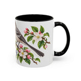 Arkansas State Bird and Flower Mug, Watercolor Botanical Coffee Cup, Nature Lover Gift, 11oz 15oz Accent Mug — 11oz / Black — right