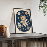 Astronaut Bear Framed Nursery Poster, Storybook Kids Room Wall Art, A4 A3 Size — 6ad8673aa3b65b75ca0e50c5_96250_80963_context-1