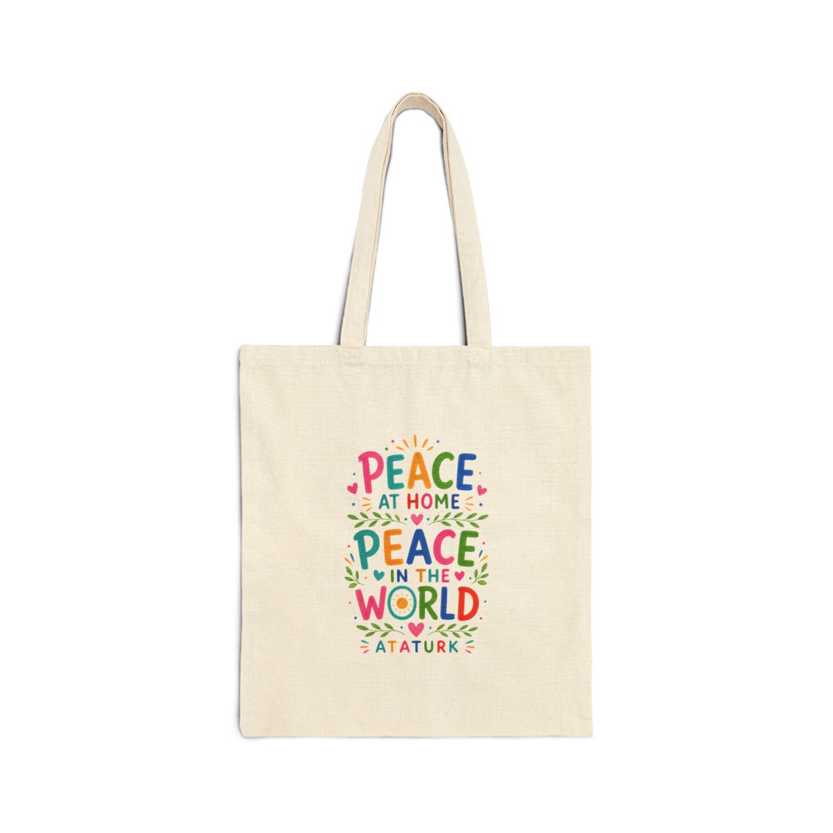 Ataturk Quote Tote Bag — Inspirational Canvas Bag — Colorful Literary Gift — Front view — Photo 1
