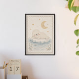 Baby Seal Stars Framed Nursery Poster, Storybook Kids Room Wall Art, A4 A3 Size — Product view — Photo 9