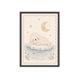 Baby Seal Stars Framed Nursery Poster, Storybook Kids Room Wall Art, A4 A3 Size — Front view — Photo 4