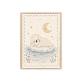 Baby Seal Stars Framed Nursery Poster, Storybook Kids Room Wall Art, A4 A3 Size — Front view — Photo 2