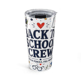 Back to School Crew 20oz Tumbler — Teacher Team Gift — Insulated Stainless Steel Travel Cup — Front view — Photo 1