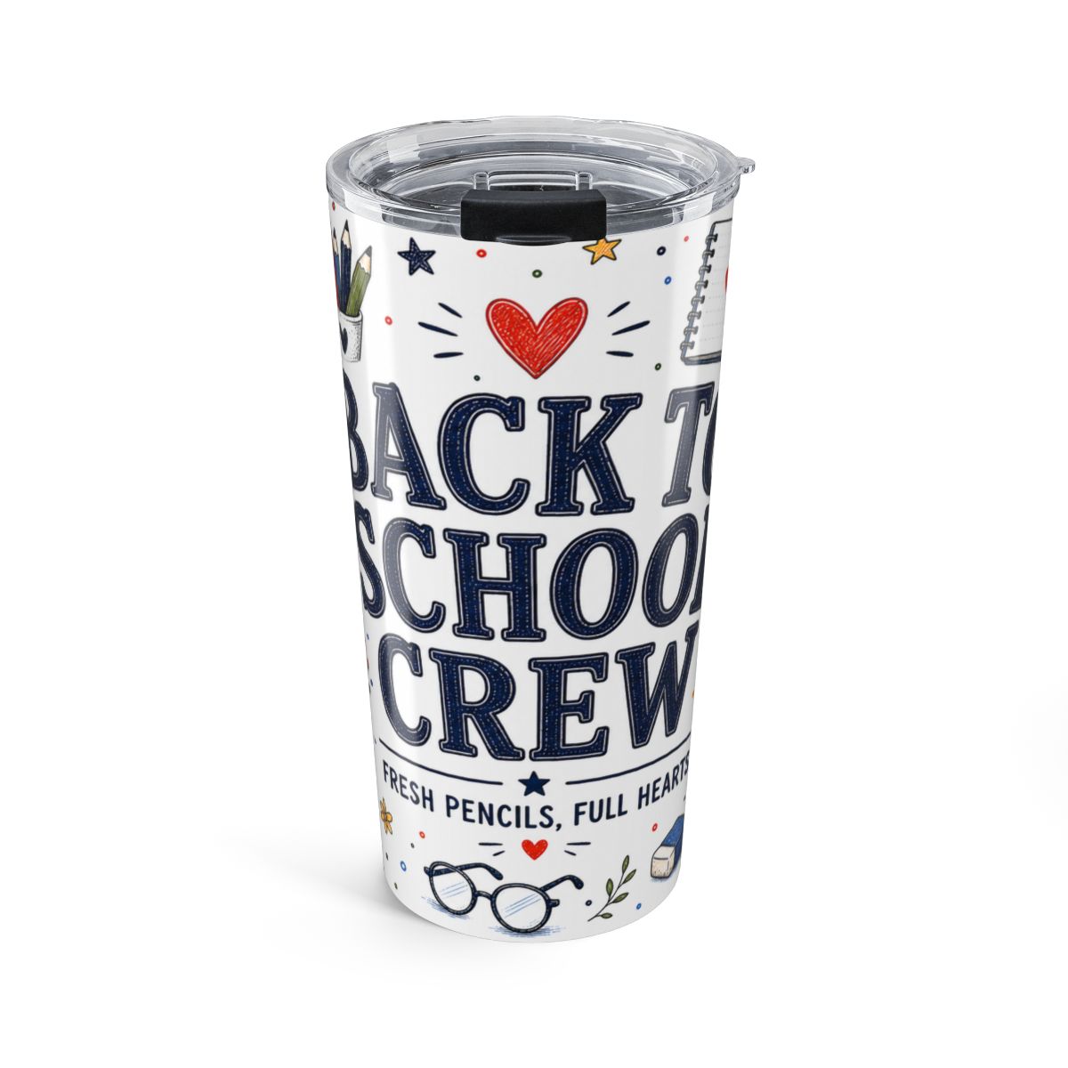 Back to School Crew 20oz Tumbler — Teacher Team Gift — Insulated Stainless Steel Travel Cup — Front view — Photo 1