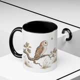 Barn Owl Accent Mug | Watercolor Nature Coffee Cup | 11oz 15oz Farm Animal Gift — 11oz / Black — context-2