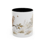 Barn Owl Accent Mug | Watercolor Nature Coffee Cup | 11oz 15oz Farm Animal Gift — 11oz / Black — front