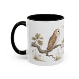 Barn Owl Accent Mug | Watercolor Nature Coffee Cup | 11oz 15oz Farm Animal Gift — 11oz / Black — left